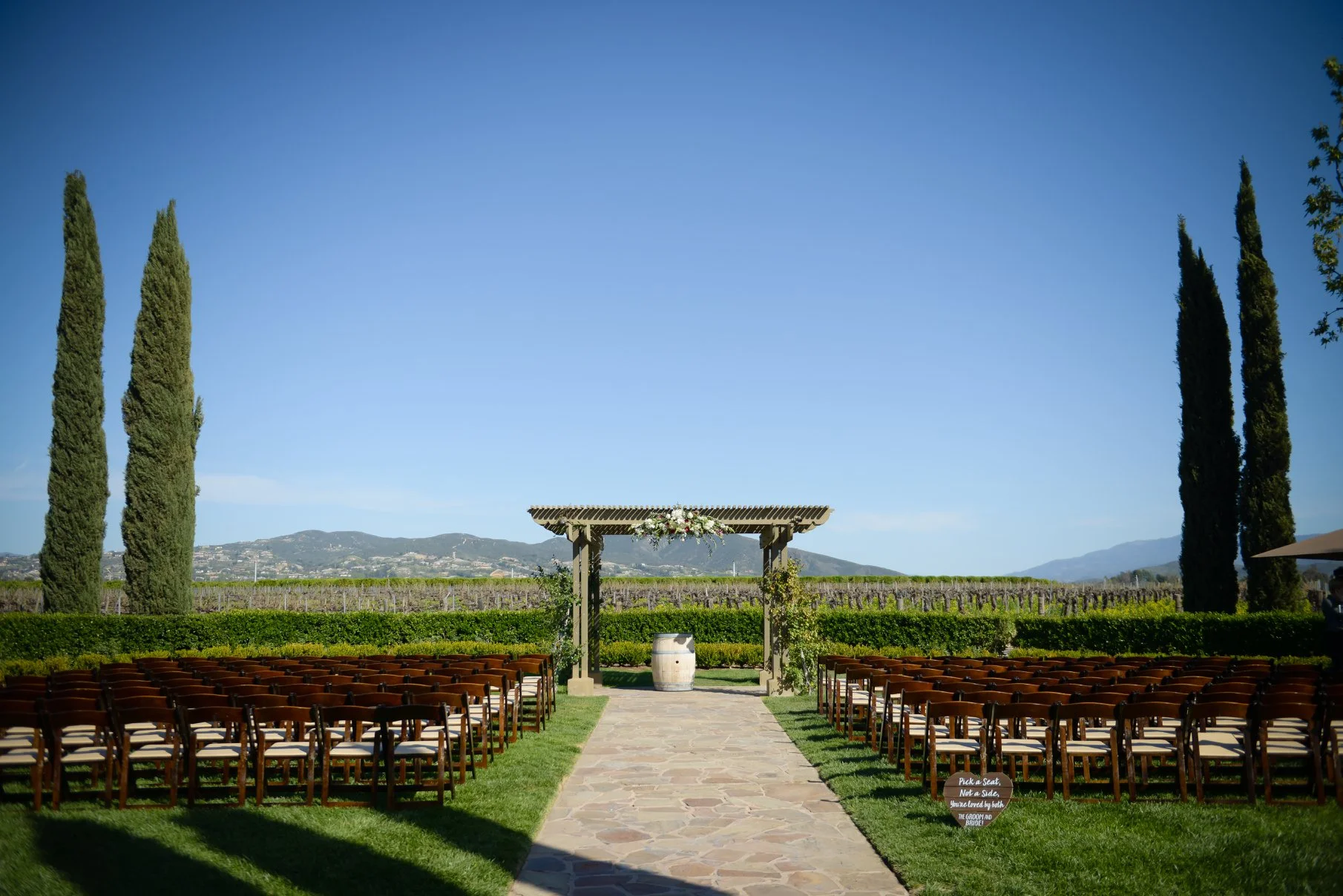 The Vineyard Garden, set-up for a wedding, at Ponte Winery.