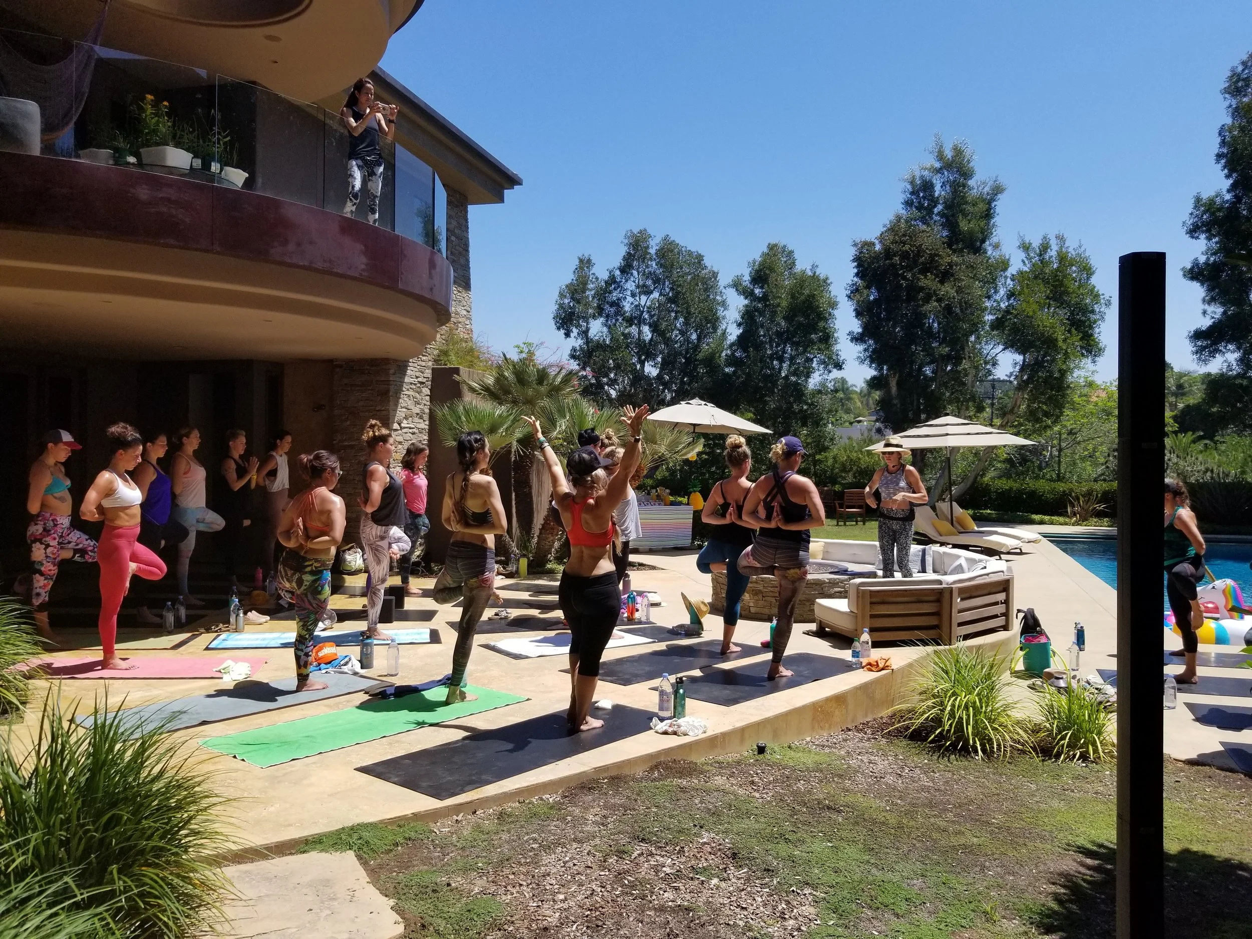 Goldie Graham teaches yoga at the Starlight La Jolla during her Retreat Without The Travel event.