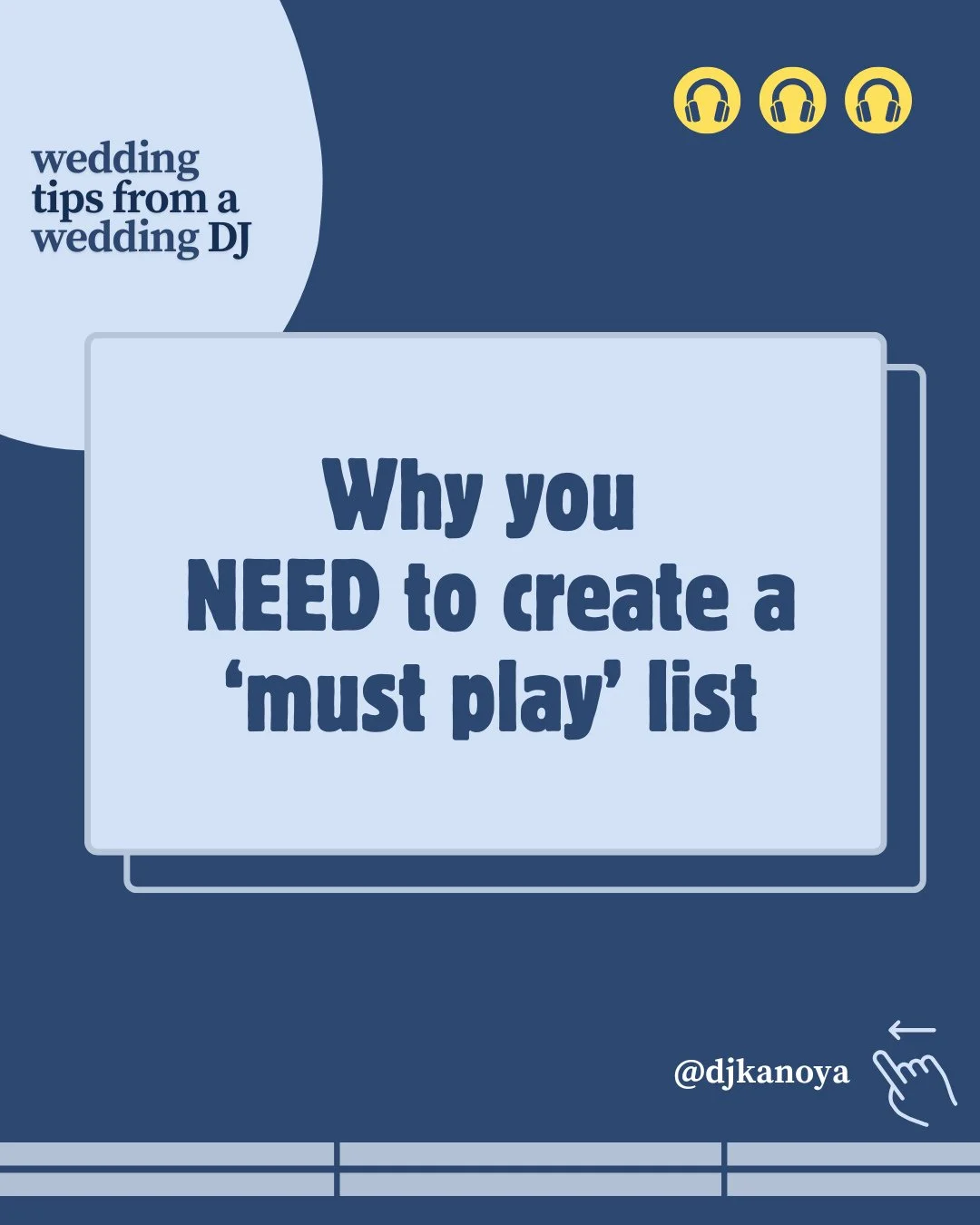 As a DJ I absolutely need to do my homework and learn my couples musical interests ahead. And it's also important to assess the room the day of the wedding. But a solid 'must play' list from the couple is the key to a truly successful dance floor. ⁠
