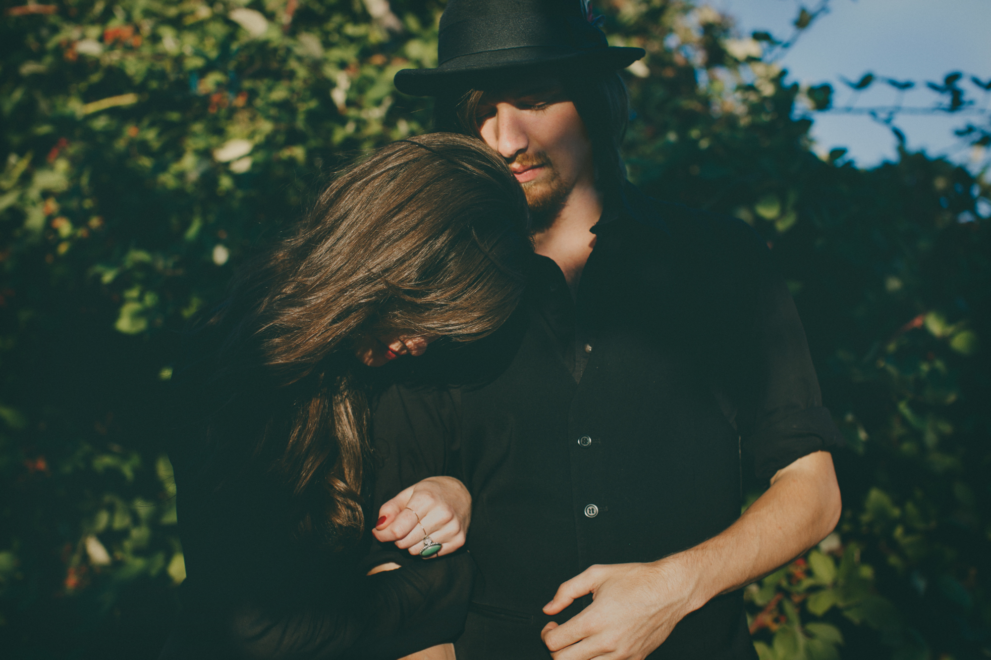  Music & Fashion Photographer Jennifer Skog photographs folk rock duo Ghost & Gale at singer/songwriter Brodie Jenkins California family property.  Hair & Makeup by Lindsay Skog. 