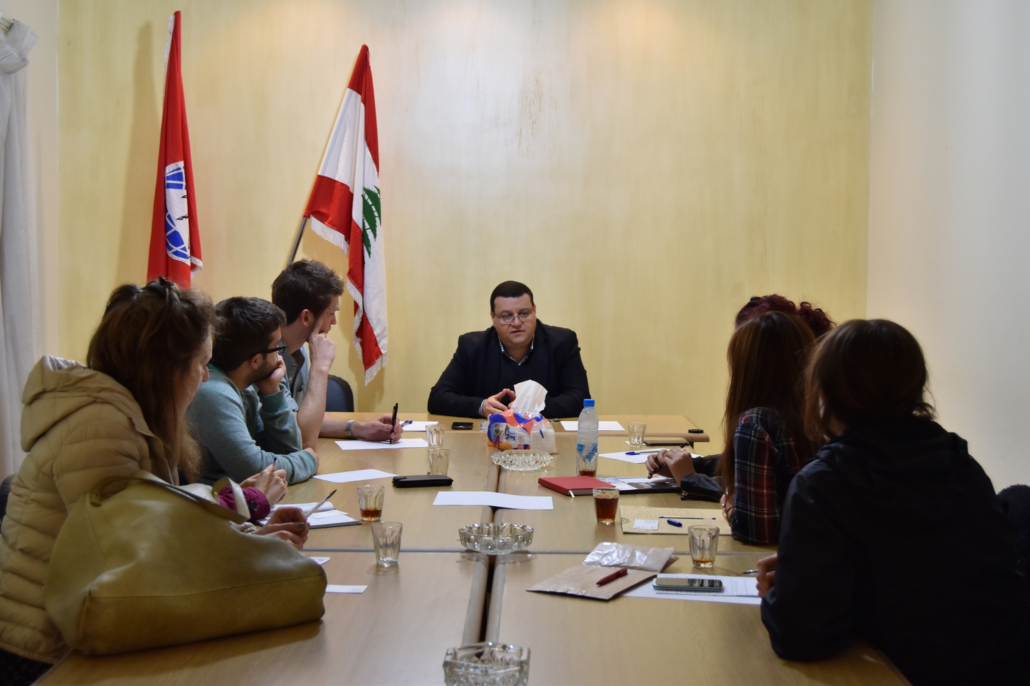 Lebanon's Progress Socialist Party layout their proposals for solving the country's ongoing refugee crisis. Beirut, Lebanon, January 2016