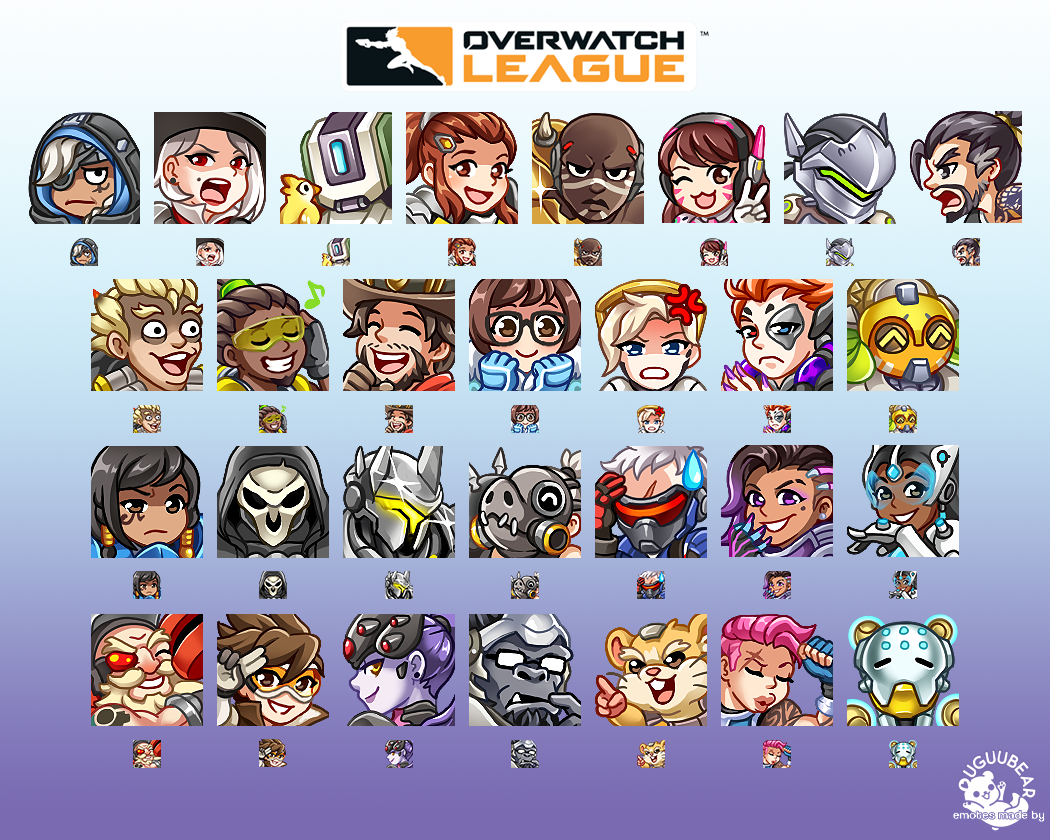 Overwatch League Twitch Emotes Emotes commissioned by Twitch 2019.
