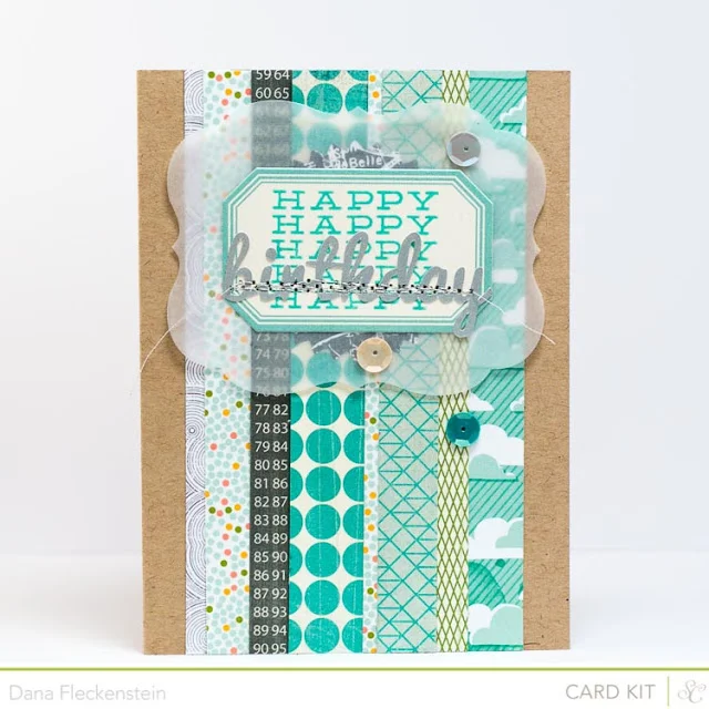 Turquoise Striped Birthday Card