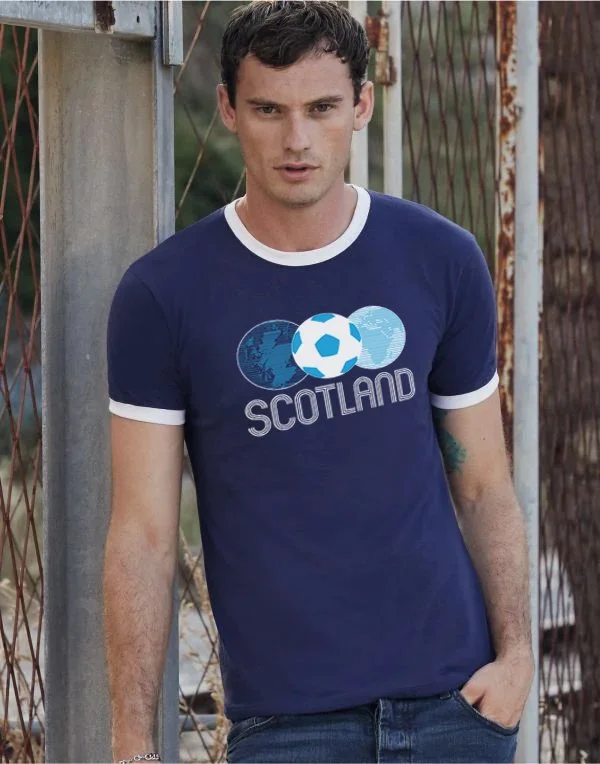man wearing Scotland 86 T-Shirt by Brave Scottish Gifts