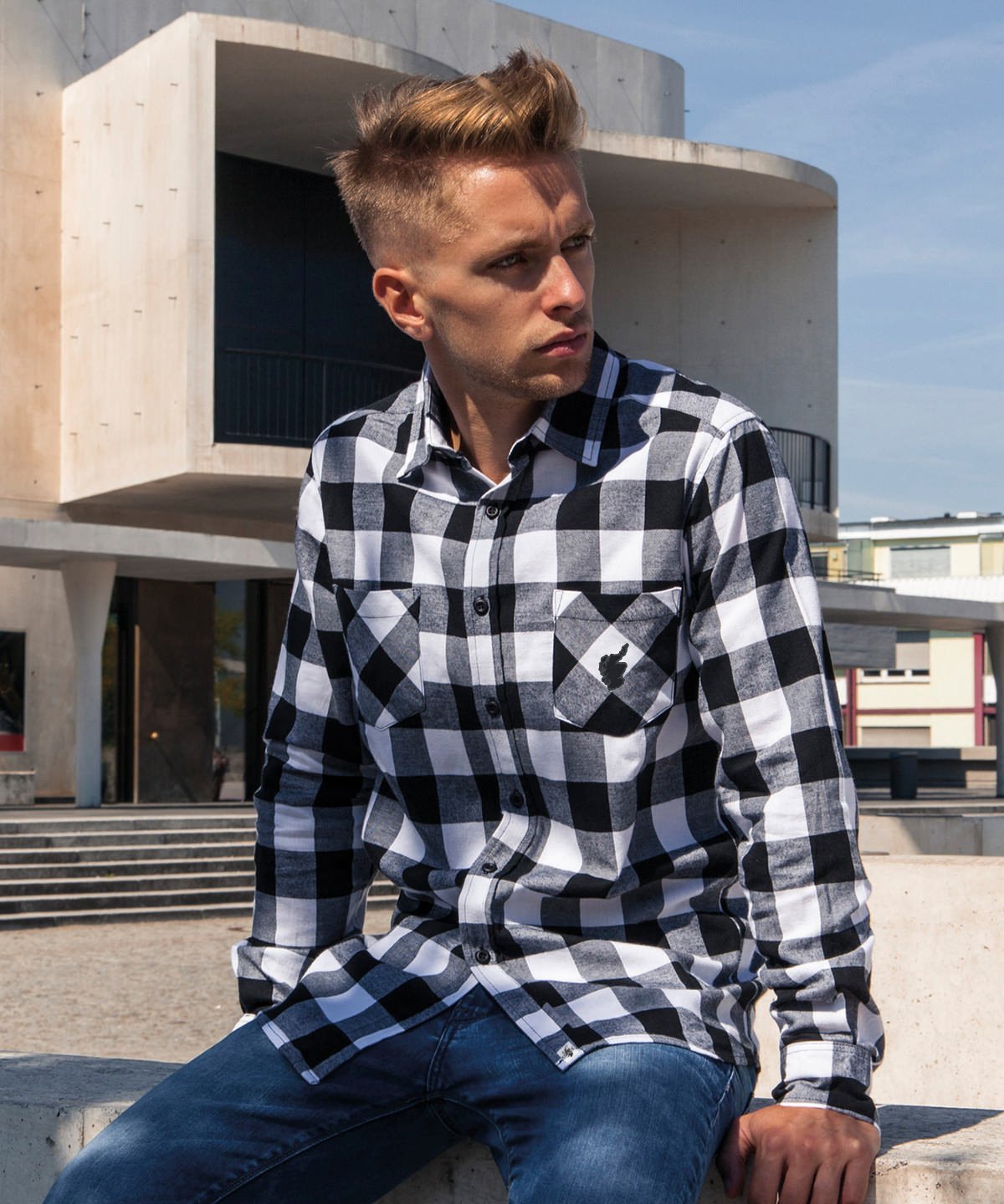 white-black-flannel-check-overshirt-brave-scottish-gifts-front-model.jpg