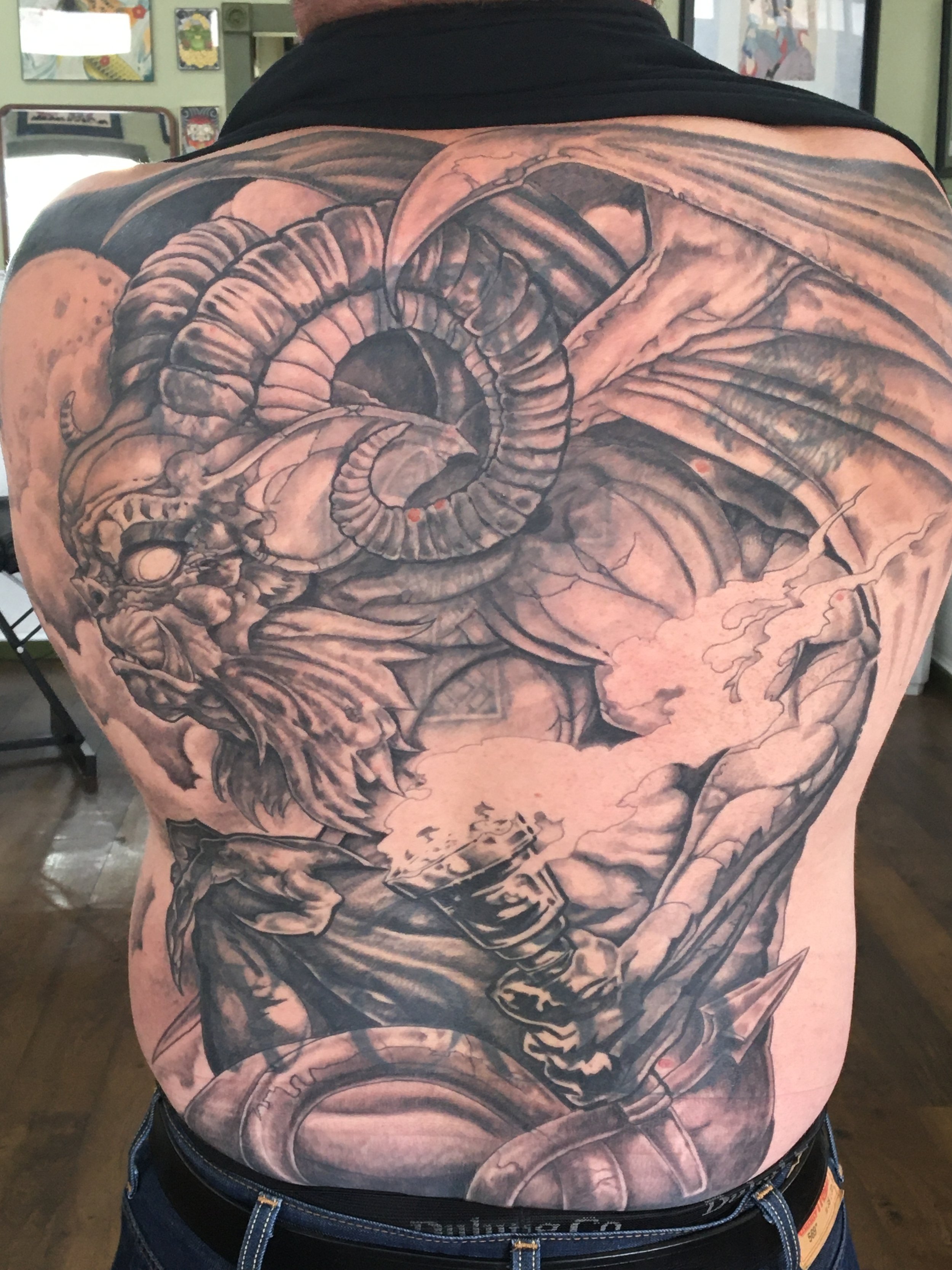 Gargoyle Backpiece Black and Grey- Under Construction