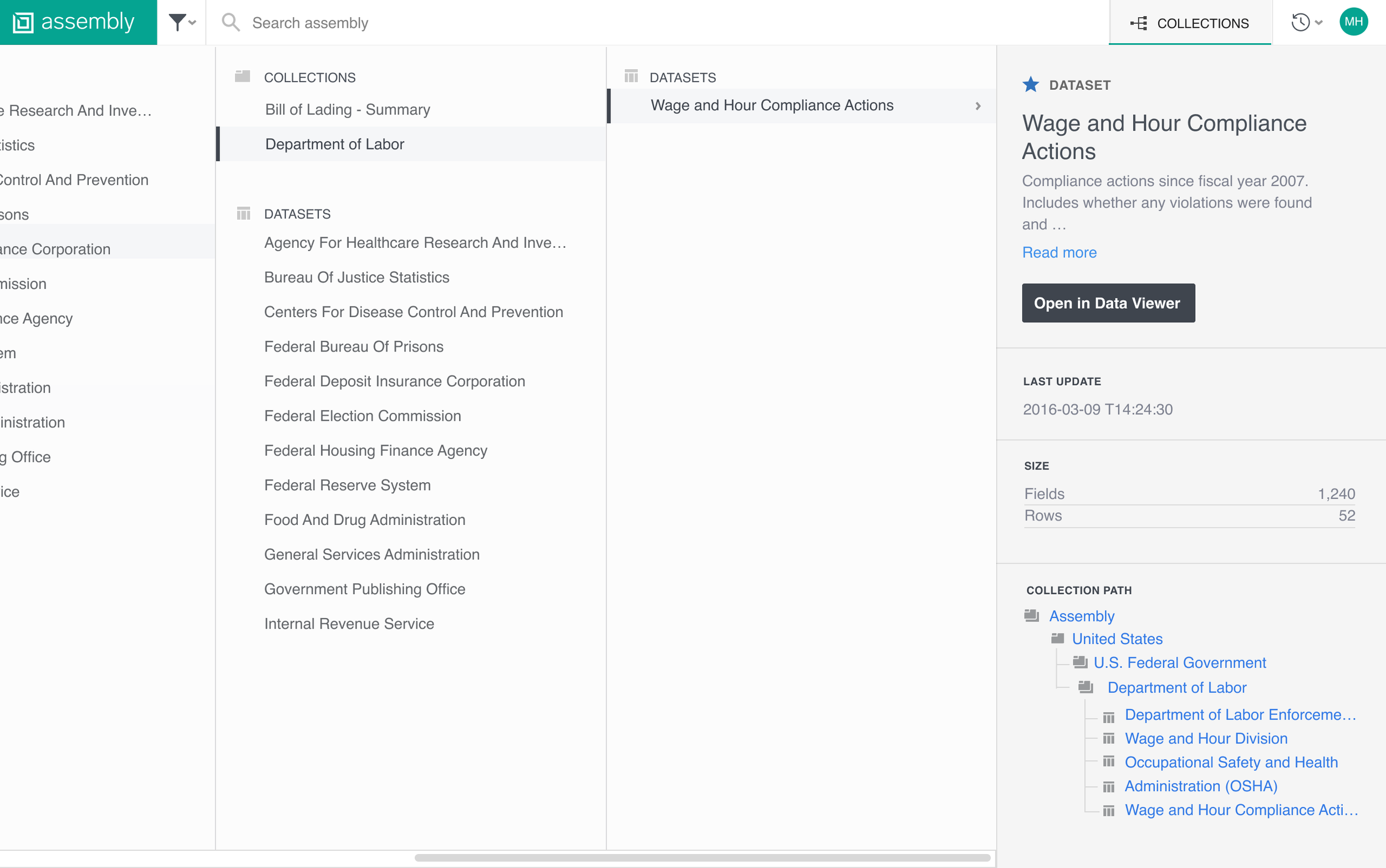 Browse data collections