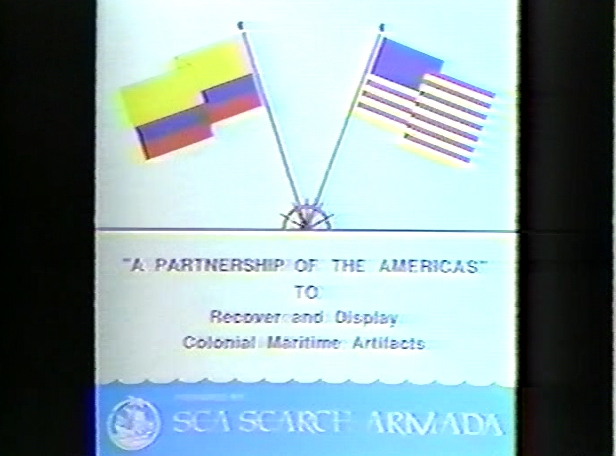 Original Sea Search Armada banner, "A Partnership of the Americas" to Recover and Display Colonial Maritime Artifacts