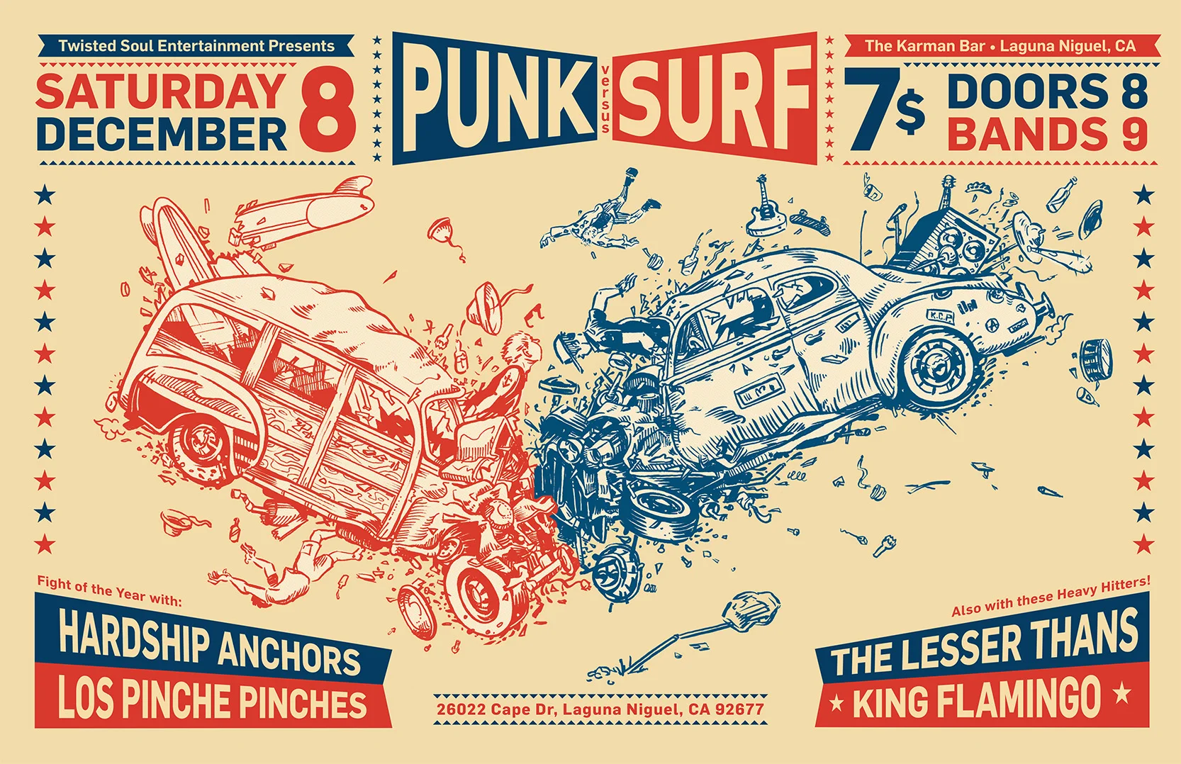 Punk vs. Surf crash poster