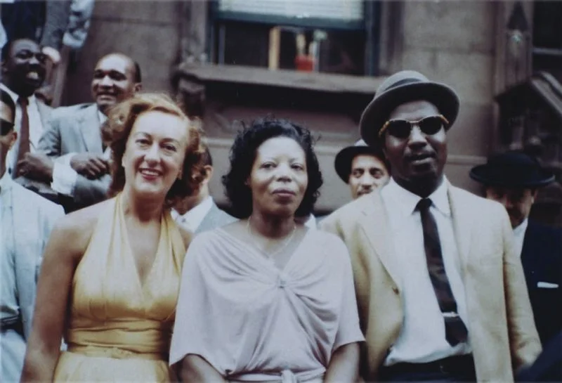 Marian McPartland, left, with Mary Lou Williams and Thelonious Monk, during the “Harlem 1958” photo shoot.