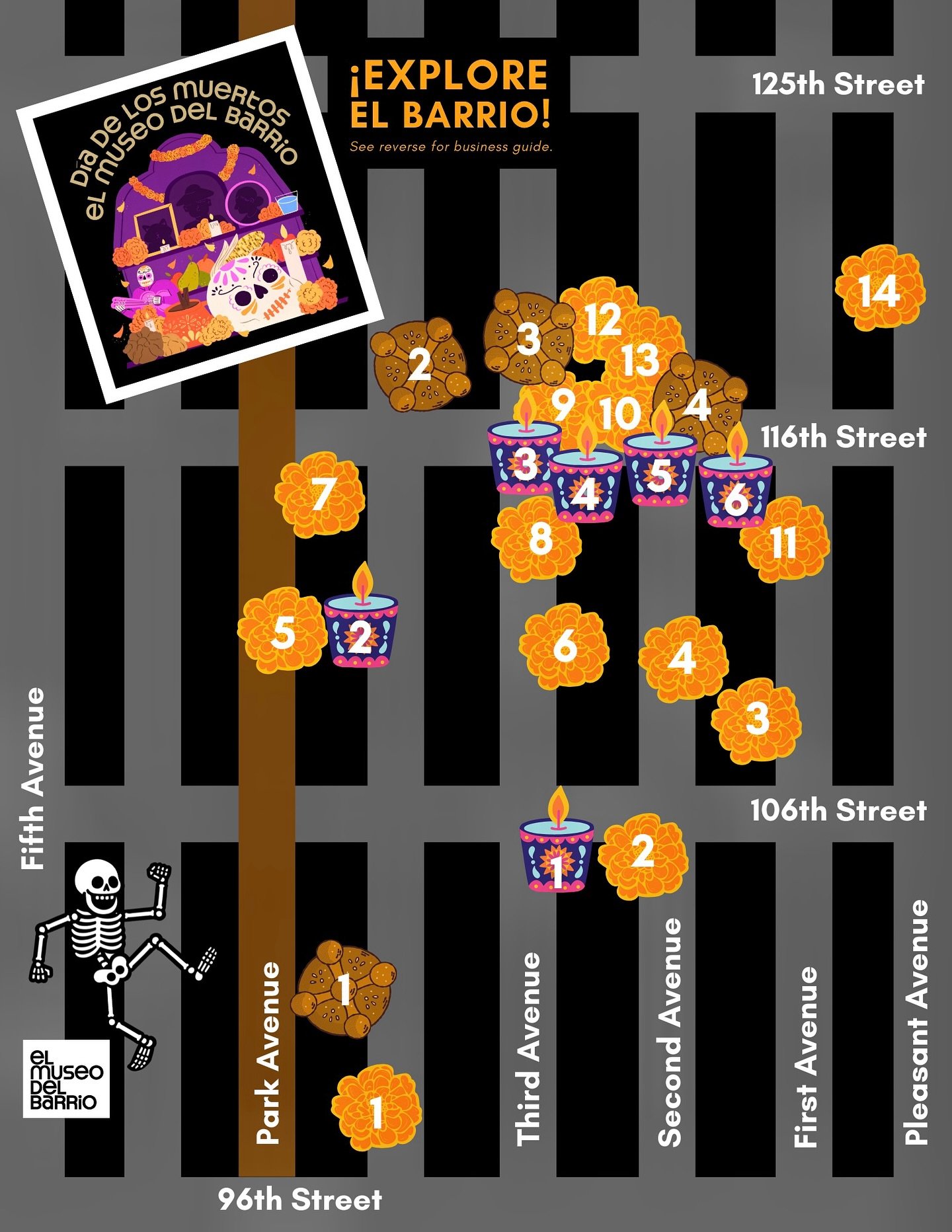 Bright orange flowers, sugar skulls &amp; pan de muerto: It&rsquo;s nearly Day of the Dead in El Barrio!

All week long, check out our map of local small businesses with D&iacute;a de los Muertos offerings. From ofrendas (altars), to pan dulce (sweet
