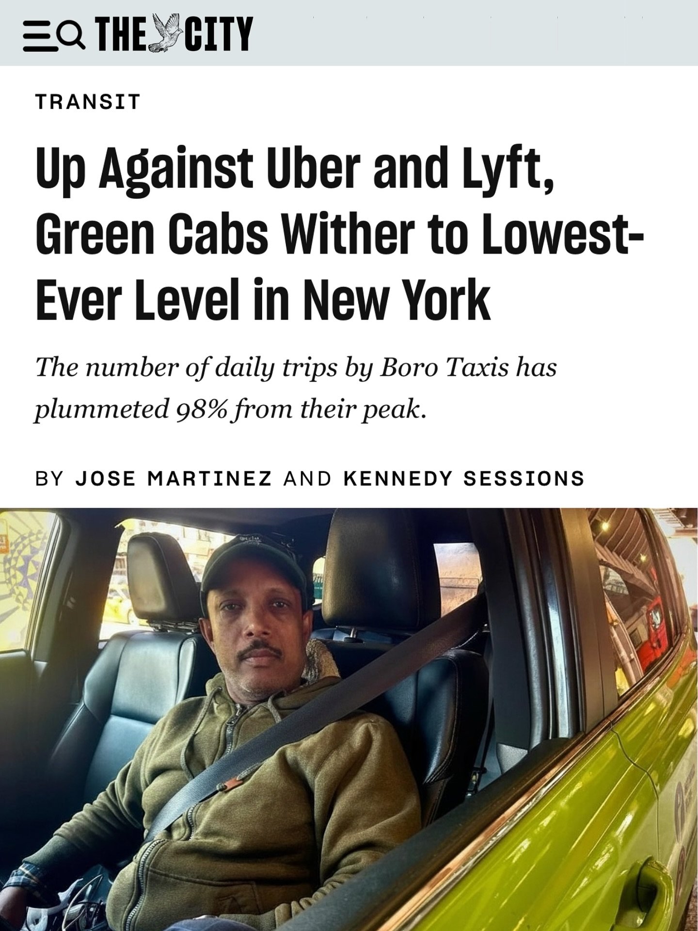 &ldquo;While seated behind the wheel of his green cab at East 125th Street and Park Avenue, Bakary Kane recalled how optimistic he felt more than seven years ago when he became the owner of a so-called Boro Taxi.

But with the number of green cab dri