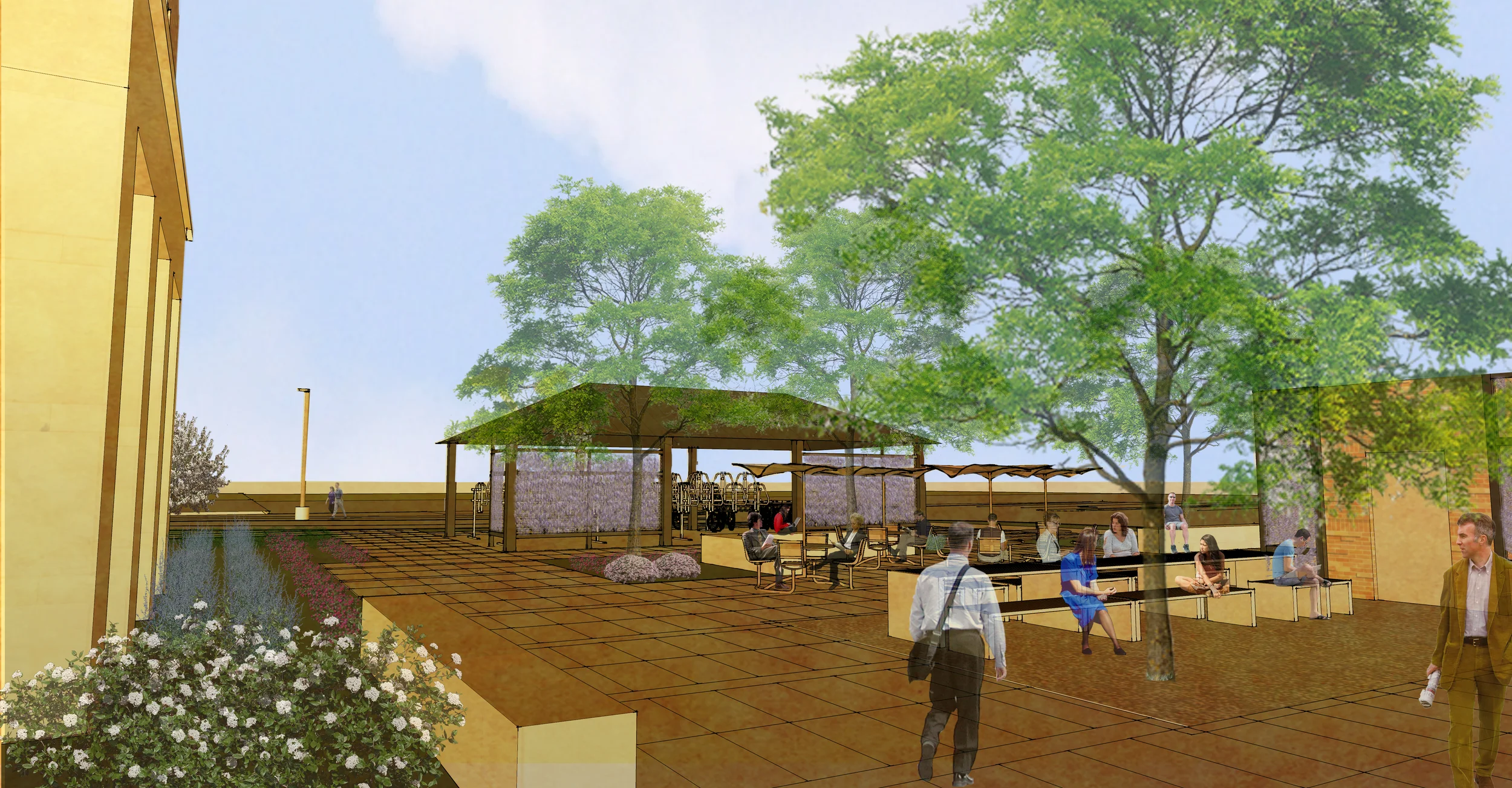 Street level view of northeast courtyard 