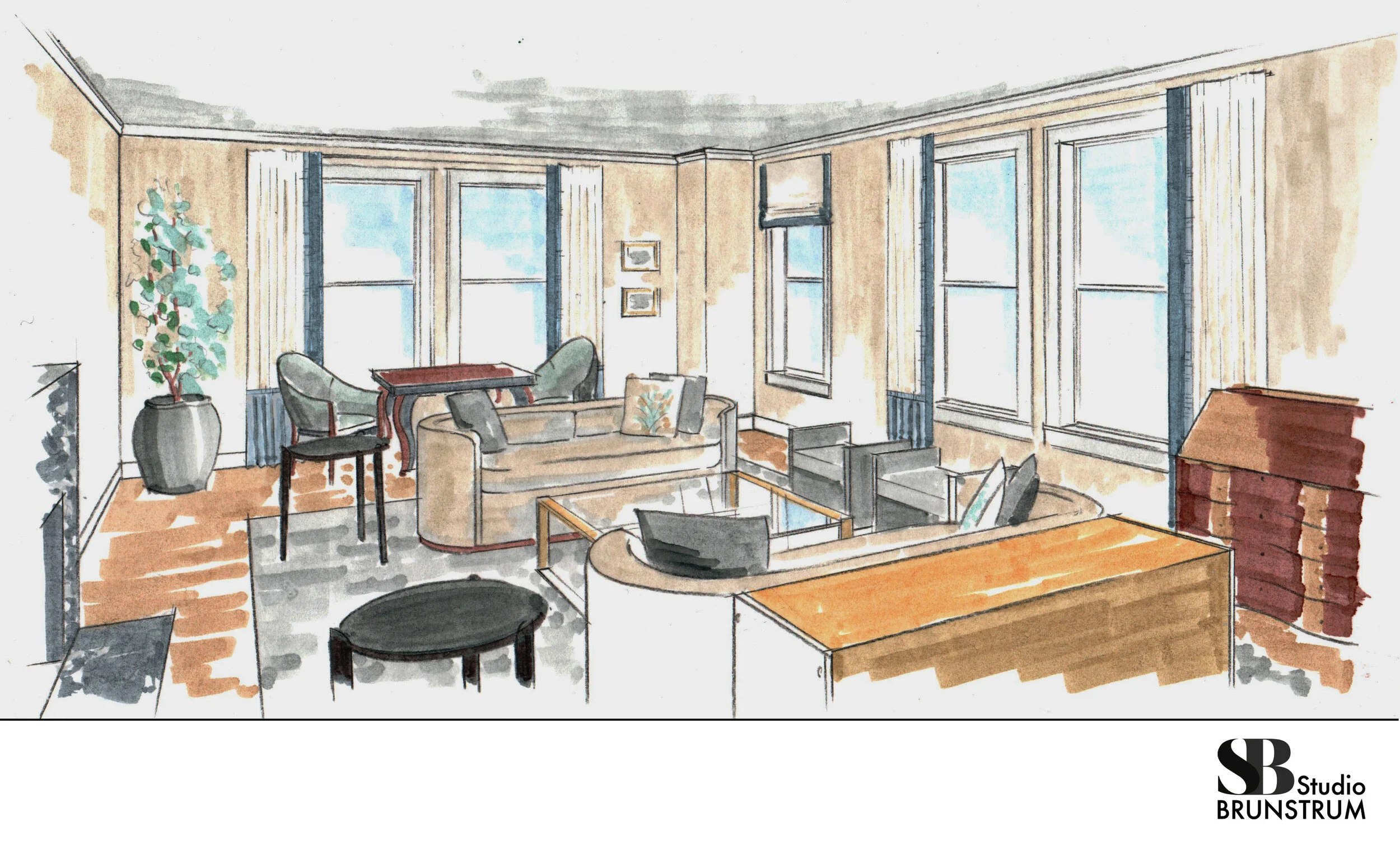 Proposed furniture and finishings for living room
