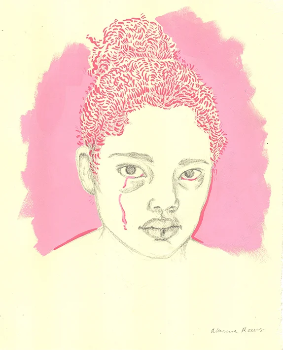 Untitled (Pink Tear) , gouache, colored pencial, and graphite on paper, 8" x 10", 2017