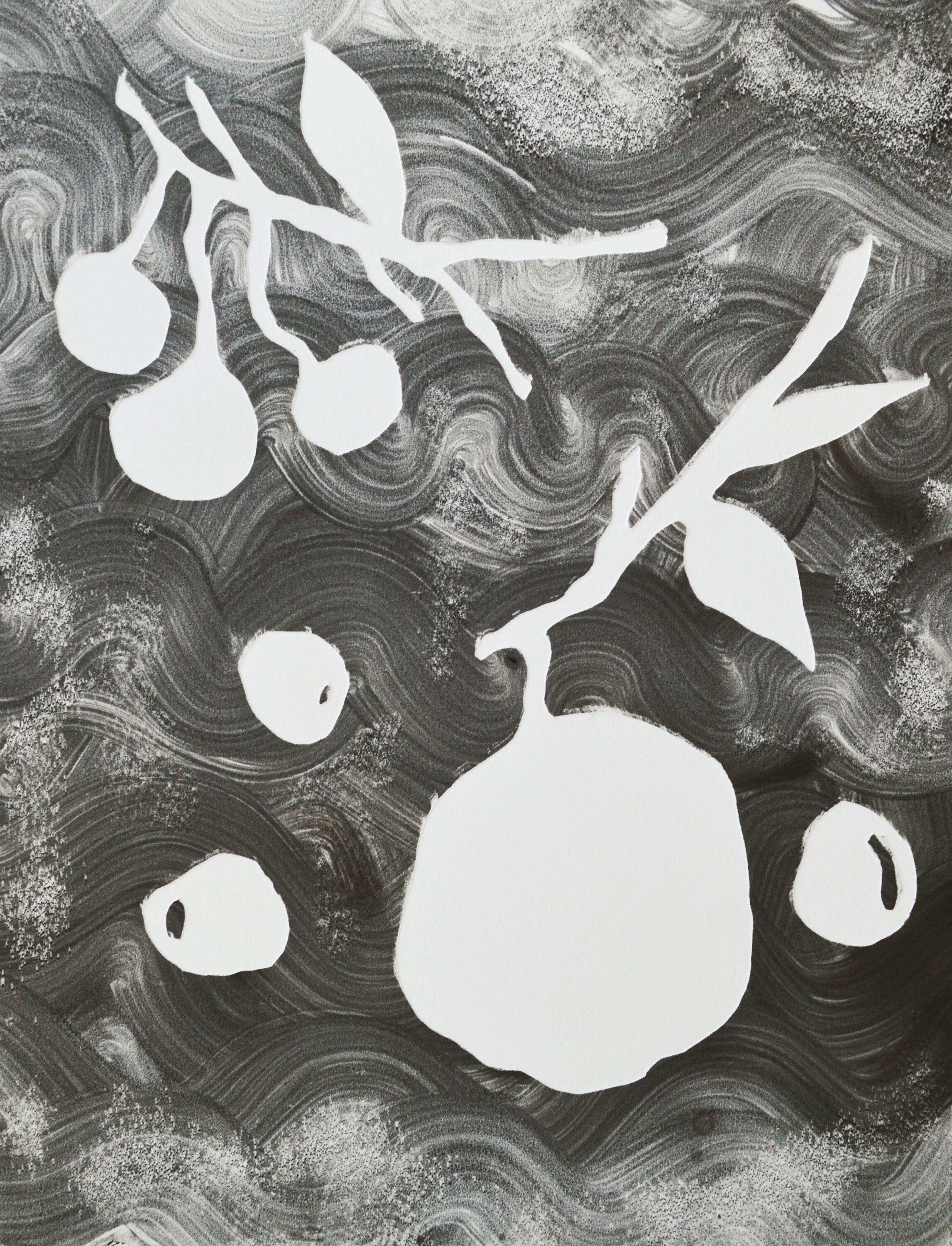   Stone Fruit , monotype on paper, 9” x 12”, 2020 