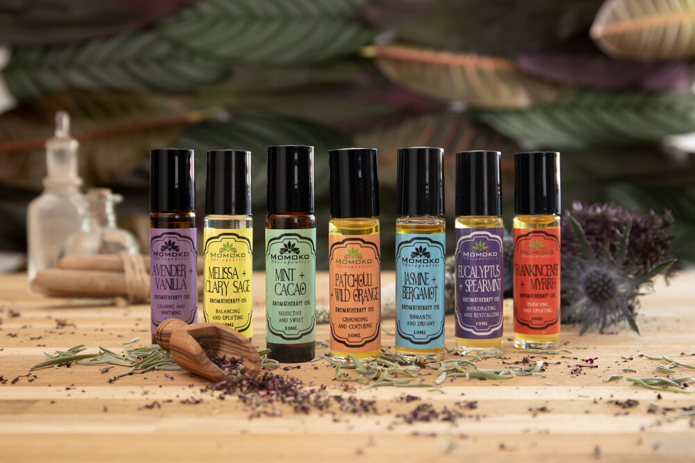 Roll-on Aromatherapy Blend Set of 7 Aromatherapy Oils- all natural,  organic, vegan, essential oil blends for health and wellness — Momoko  Therapeutics