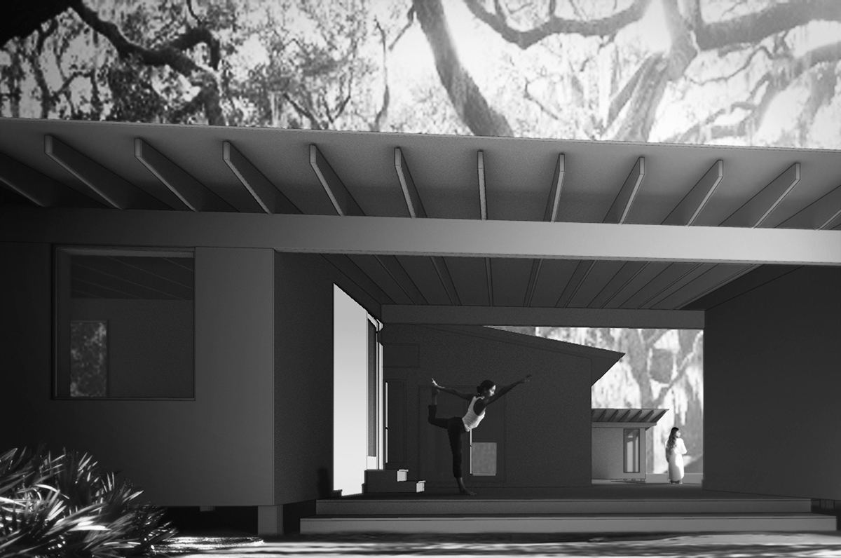The project's primary goal is the celebration of its natural setting, to be immersed in the sound and smell of the forest from first light. In order to achieve this connection all interior spaces are given a direct path to the adjoining exterior. One can leave or approach the house from all sides.