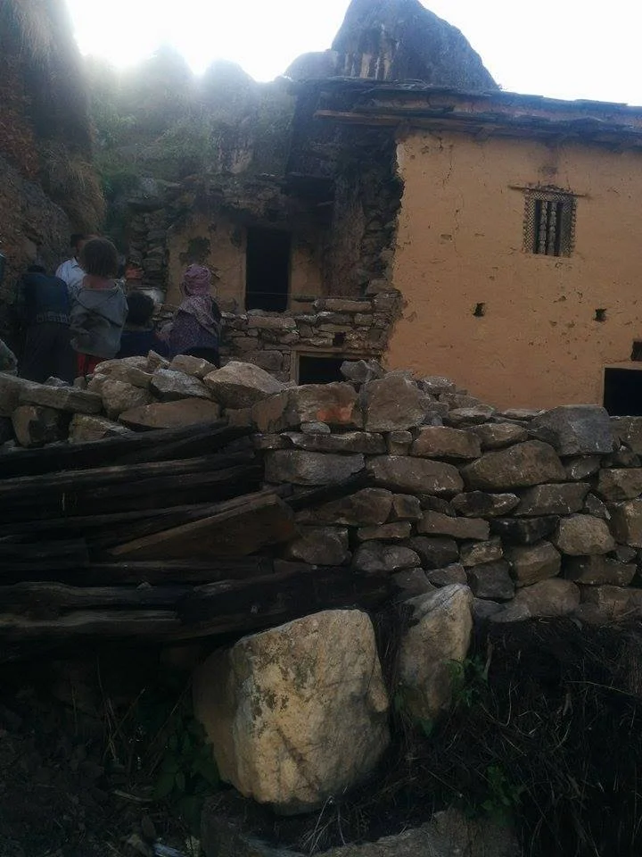 The damage form the April 25 earthquake to one of the older houses in Oda, it collapsed entirely.