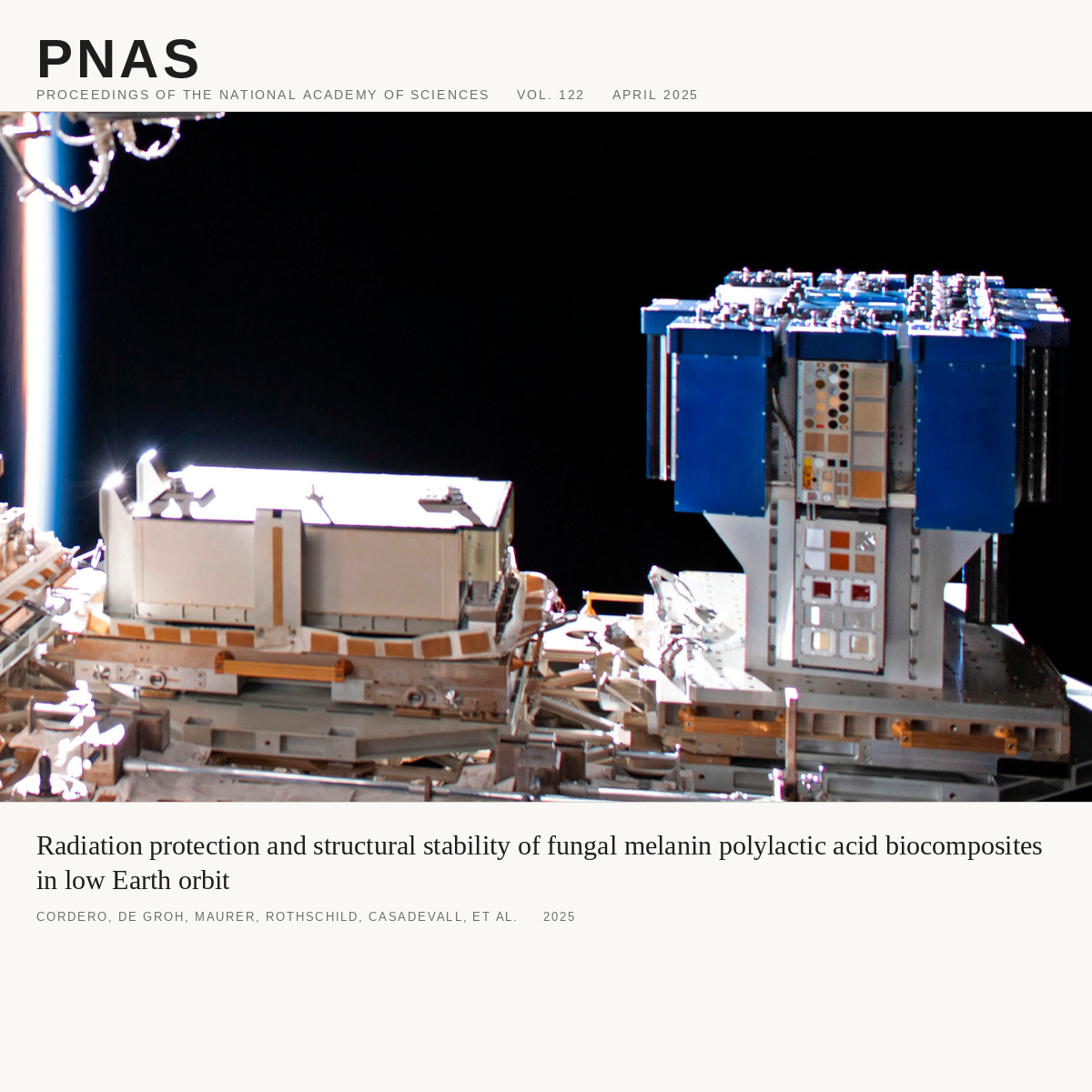 Radiation protection and structural stability of fungal melanin polylactic acid biocomposites in low Earth orbit 