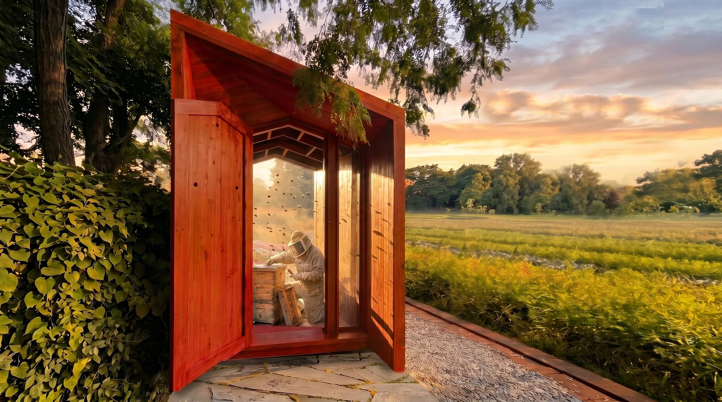 Mycohouse Biocycled Bee Barn Entry