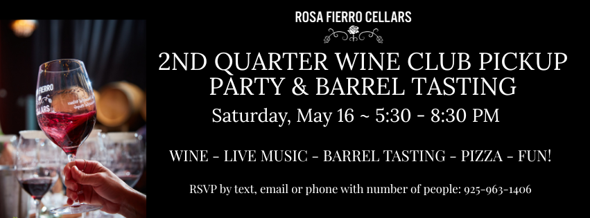 Club pickup Party and futures barrel tasting with live music by Jim Remy and Fratelli’s Pizza