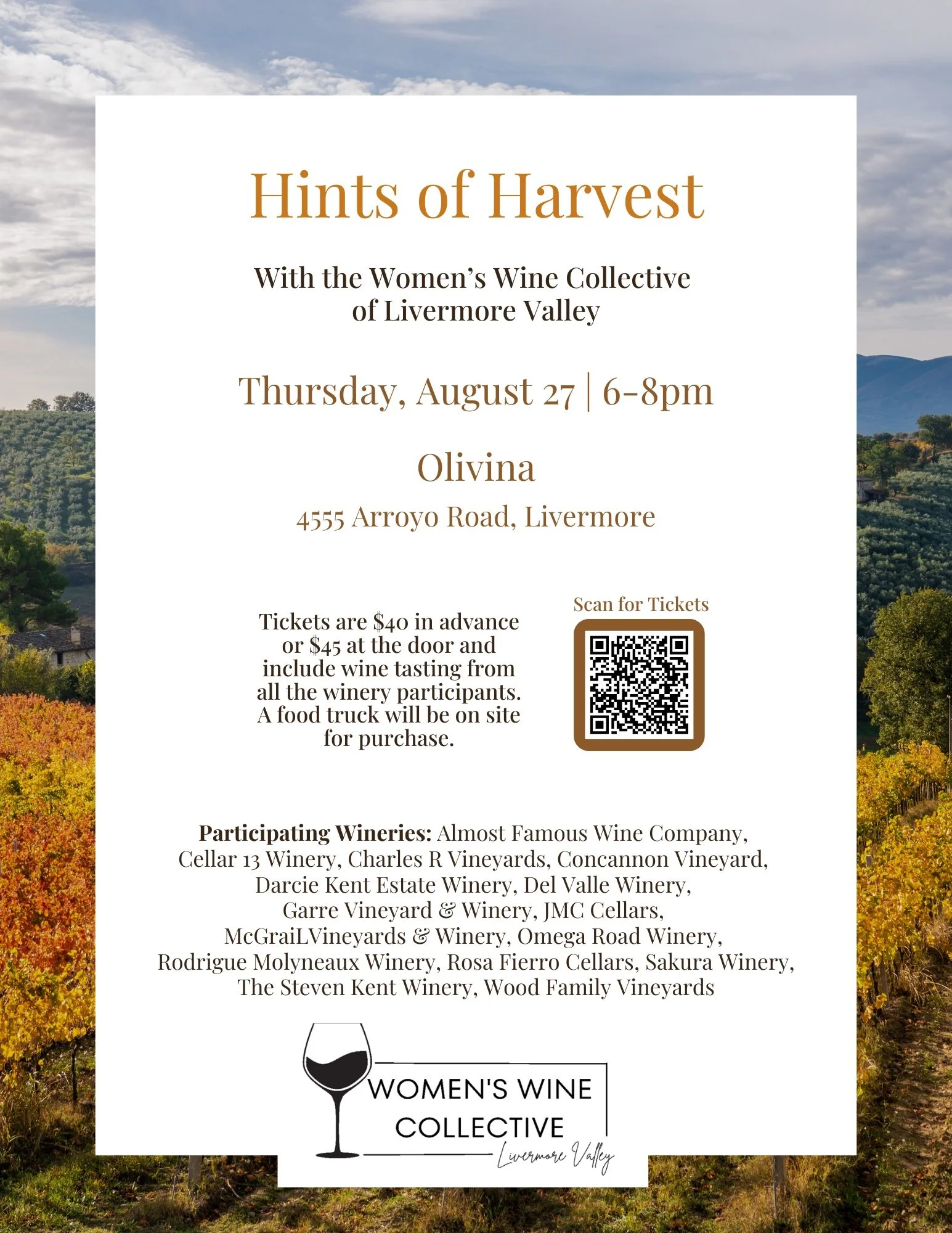 Hints of Harvest - an evening of Wine Tasting with the Women's Wine Collective of Livermore Valley