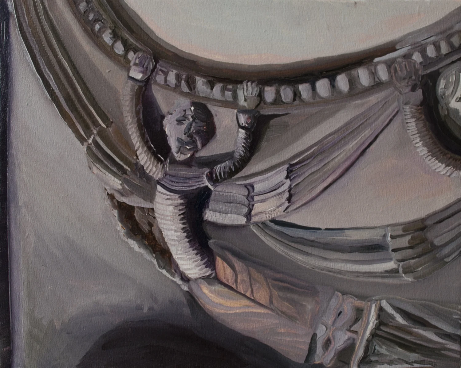 Angel hanging on the stone, 2014, oil on canvas, 20 x 24 inches.