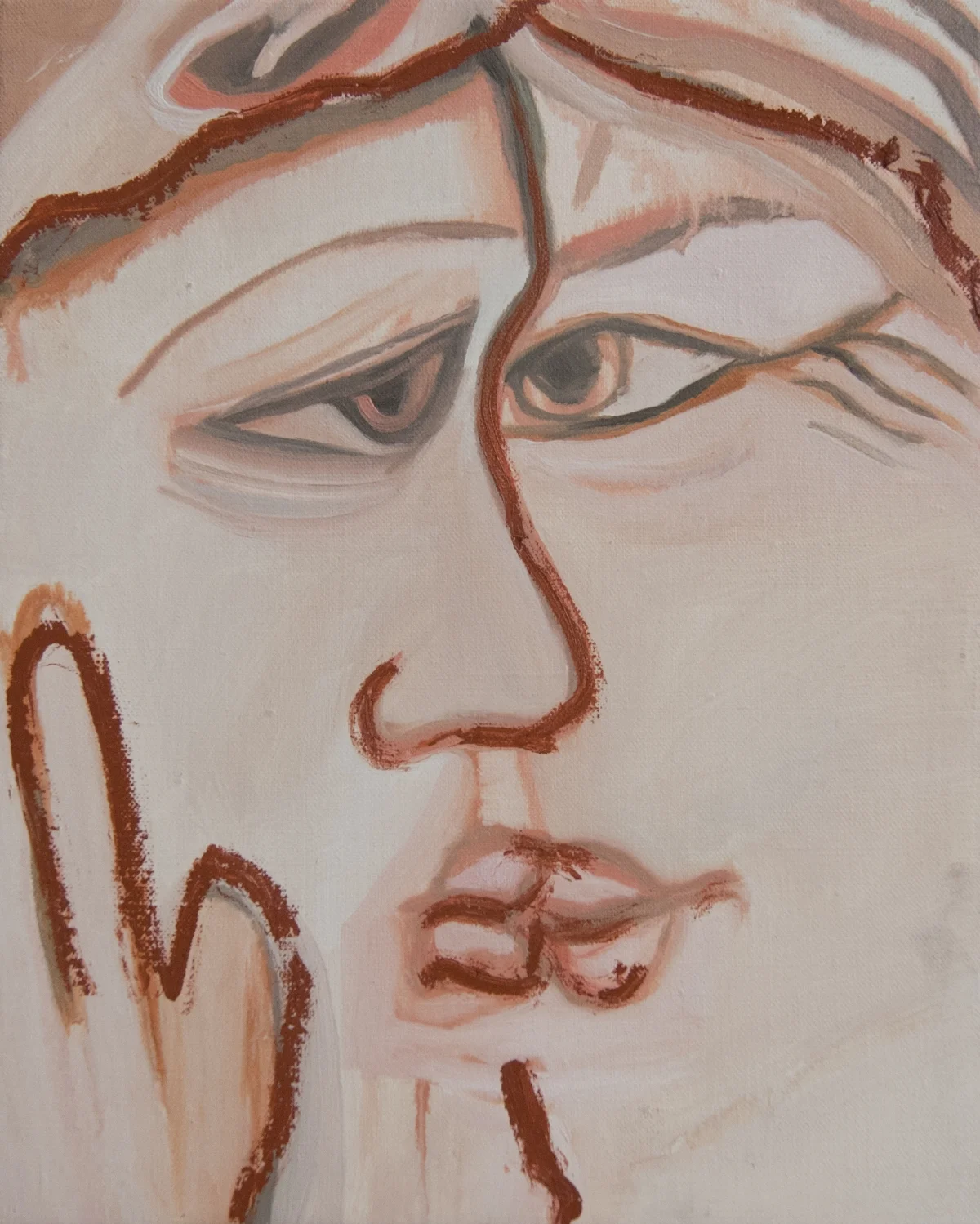 The Kiss (after Giotto), 2013, oil on linen, 12 x 16 inches.