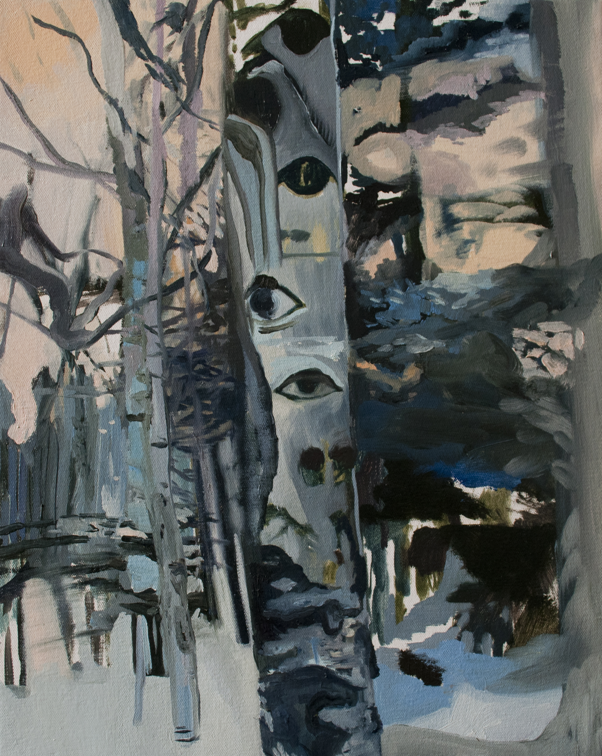  Trees have eyes (birch), 2014, oil on canvas, 20 x 24 inches. 