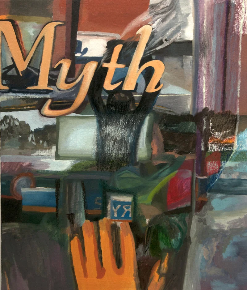 Myth, 2017, oil and oil pastel on canvas, 20 x 24 inches.