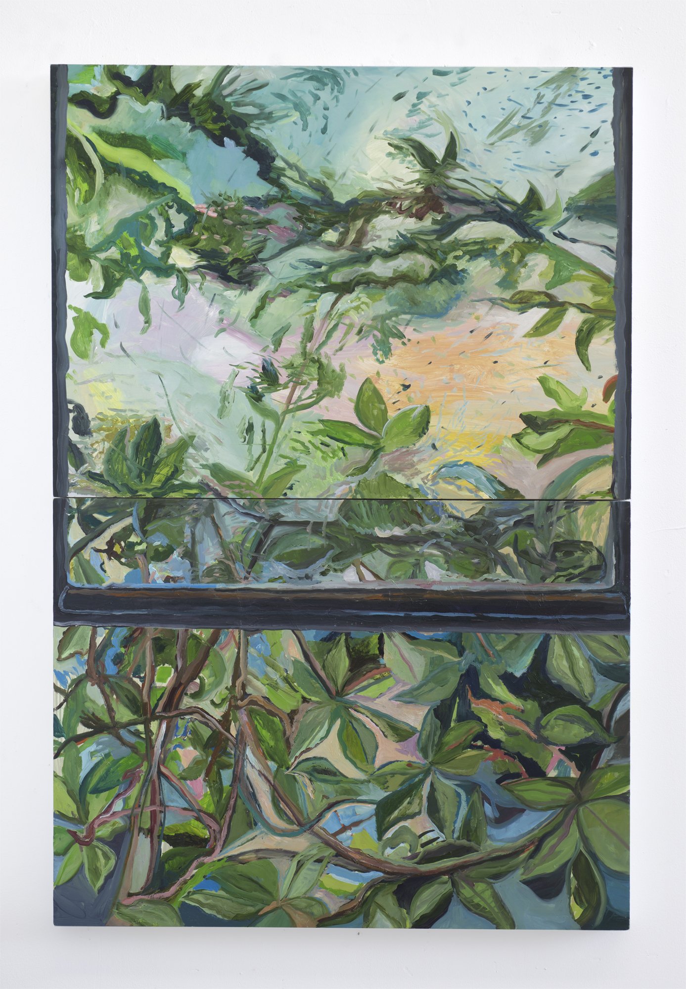 Ivy from the Open Window, 2019, oil on panel, 24 x 40 inches (diptych)