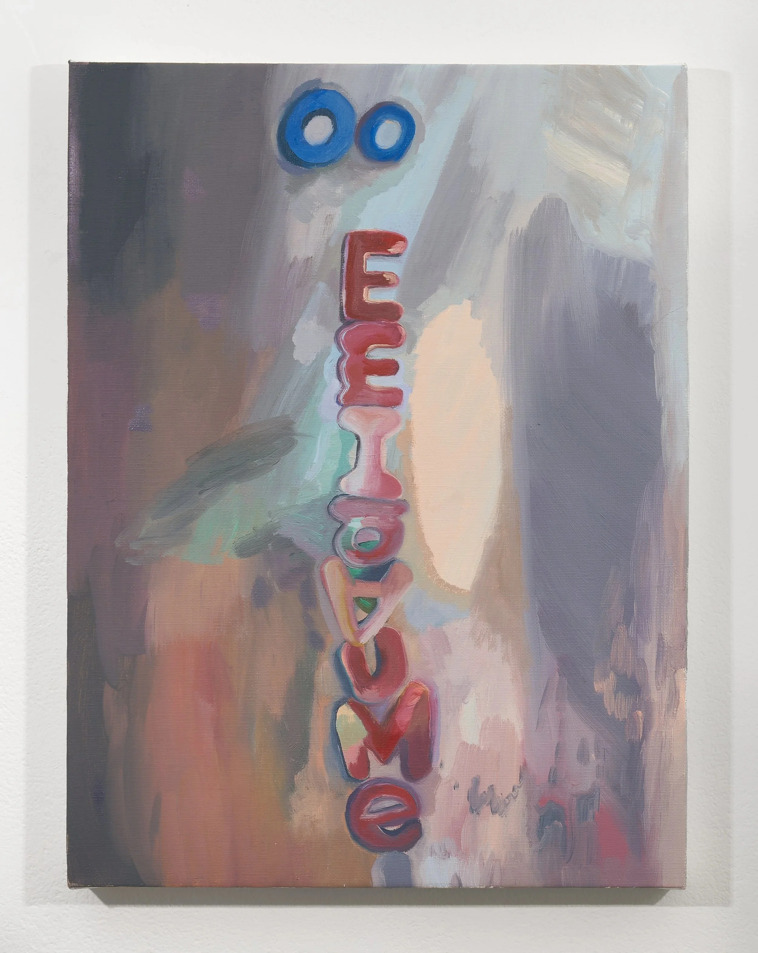 E's on the Fridge 1, 2026 oil on canvas, 18 x 14 inches