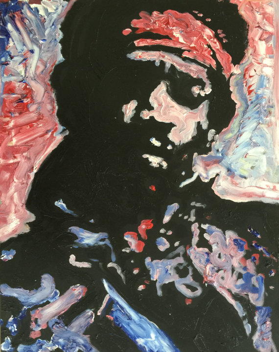 Jimi Hendrix, "Star Spangled Banner", 24x30, Oil on Canvas