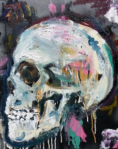 "Skull", 18x24, Mixed on Canvas