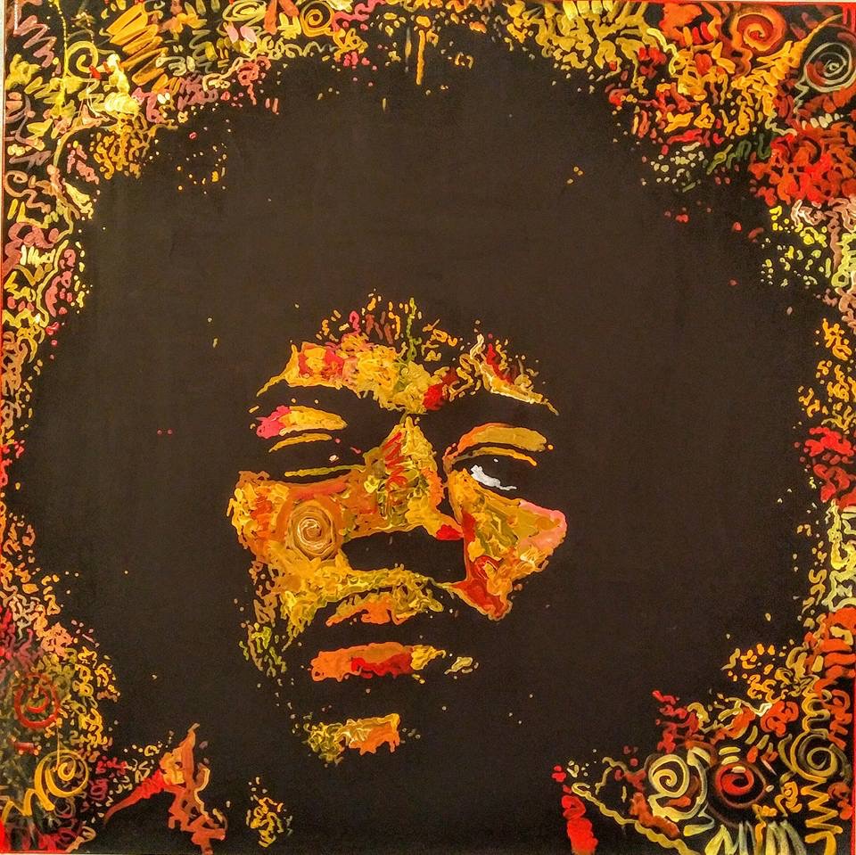 "Spanish Castle Magic", Jimi Hendrix, 48x48, Acrylic on Canvas