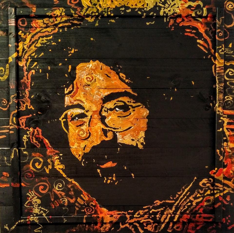 "Captain Trips", Jerry Garcia of the Grateful Dead, 45x45, Acrylic on Wood