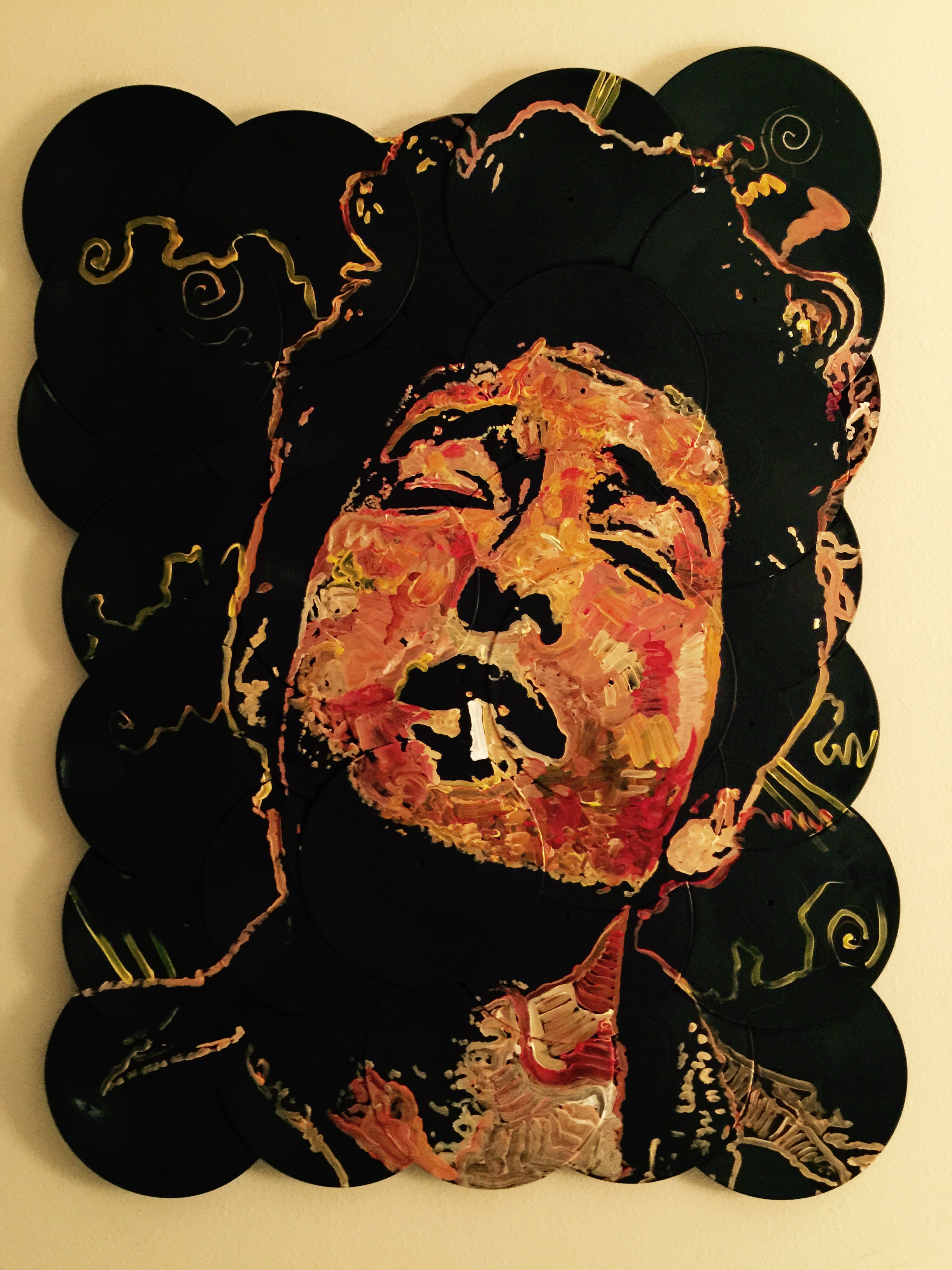 "A Complete Unknown", Bob Dylan, 48x60, Acrylic on Vinyl Records