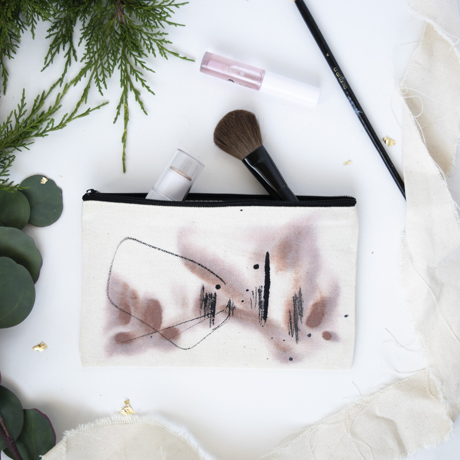 Blush Canvas Zipper Pouch #4