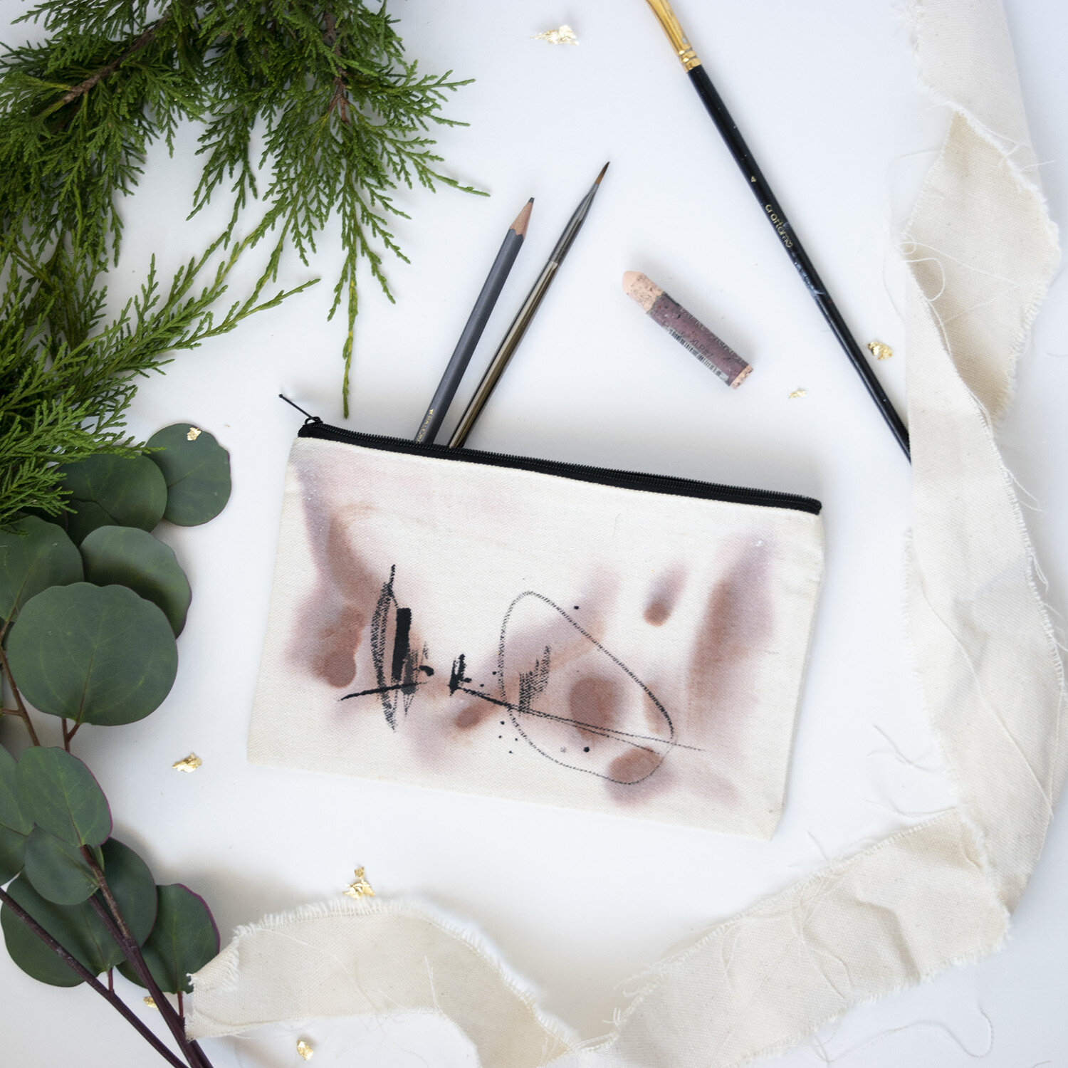 Blush Canvas Zipper Pouch #3