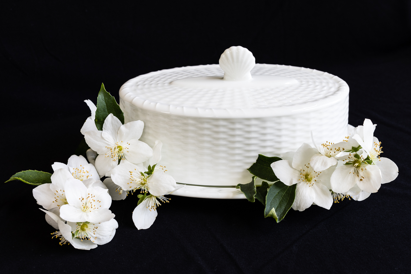 Covered Dish with Orange Blossoms
