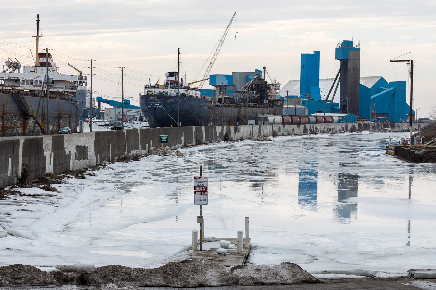 Great Lakes freighters in dock for winter maintenance in Goderich
