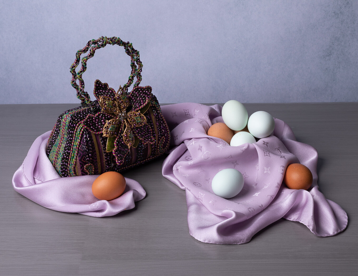 Eggs with a Beaded Purse