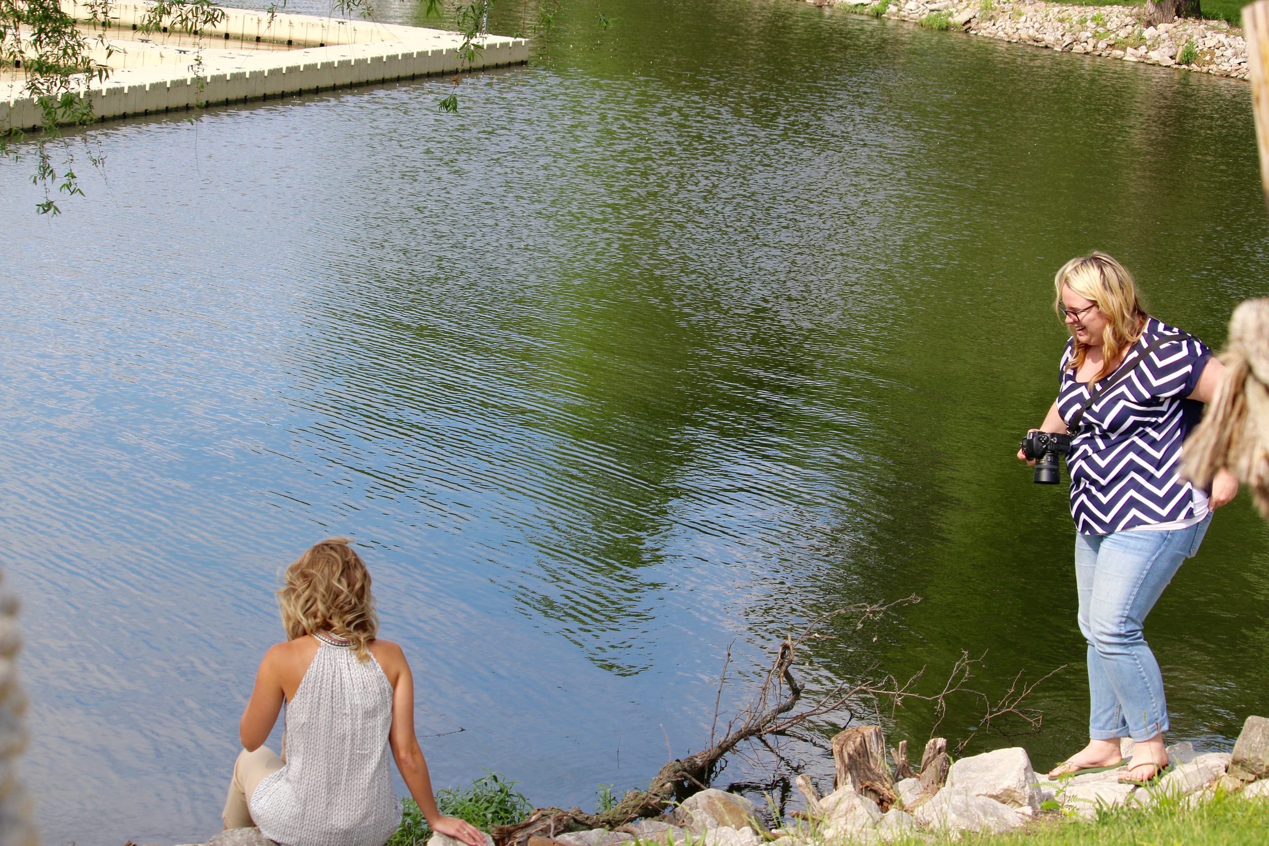 Kate Spencer and Allie Fitzgerald braving the shore for the perfect photo.