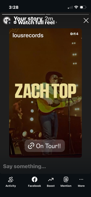Lou's Records_ZachTopOnTourVideoStoryLink