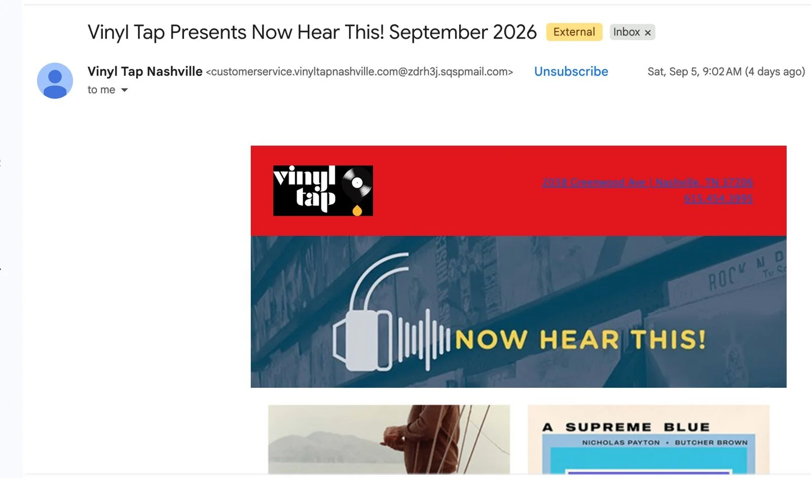 Vinyl Tap NHT September 2026