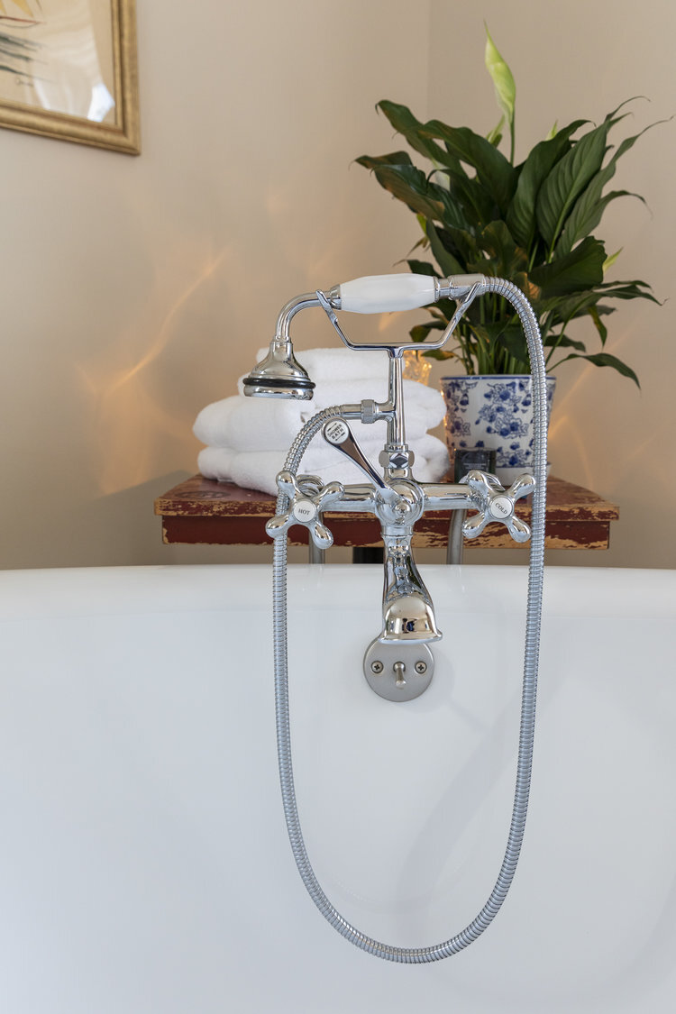 The faucet of a soaking tub.