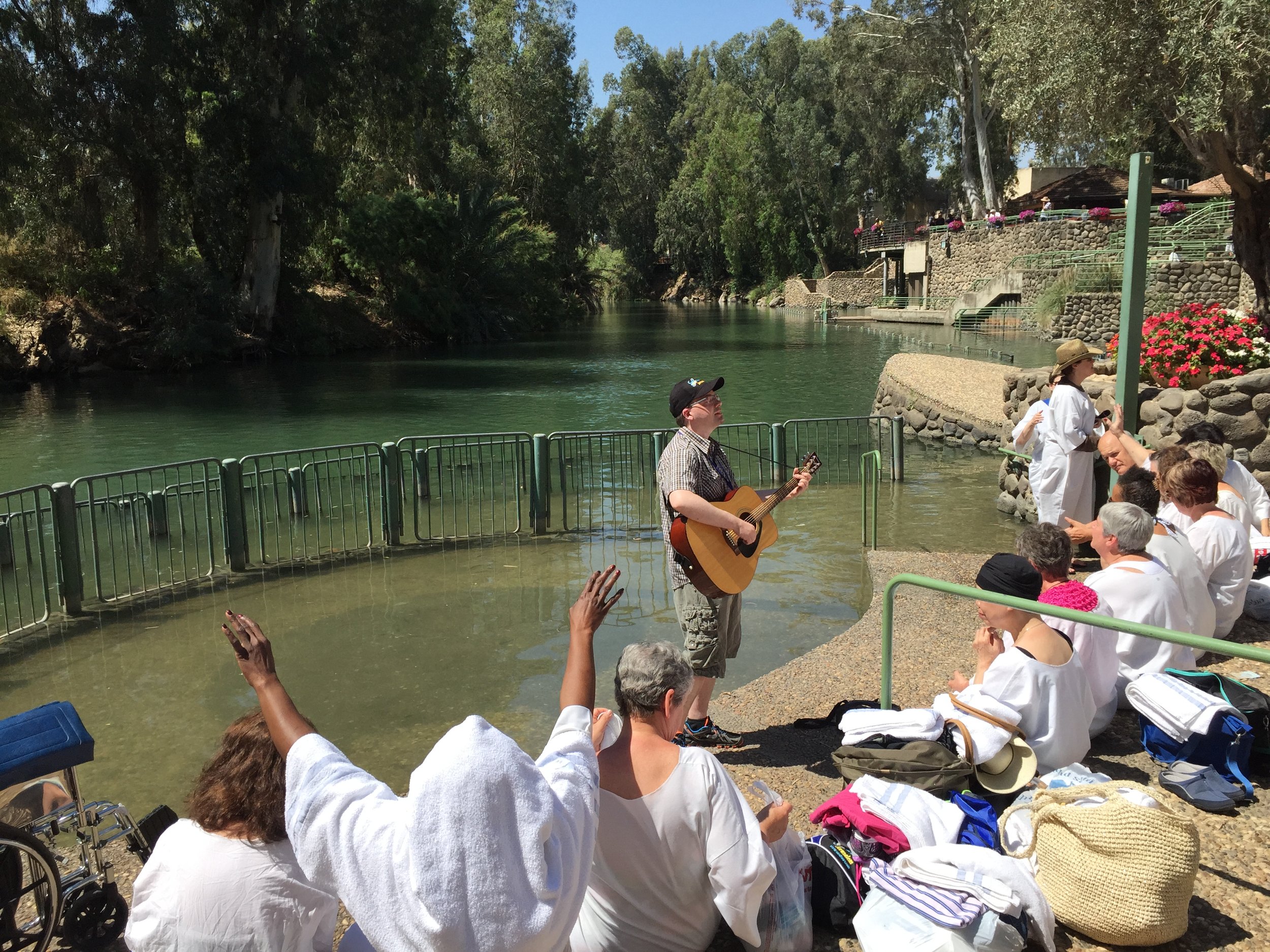 Leading worship at the Jordan River