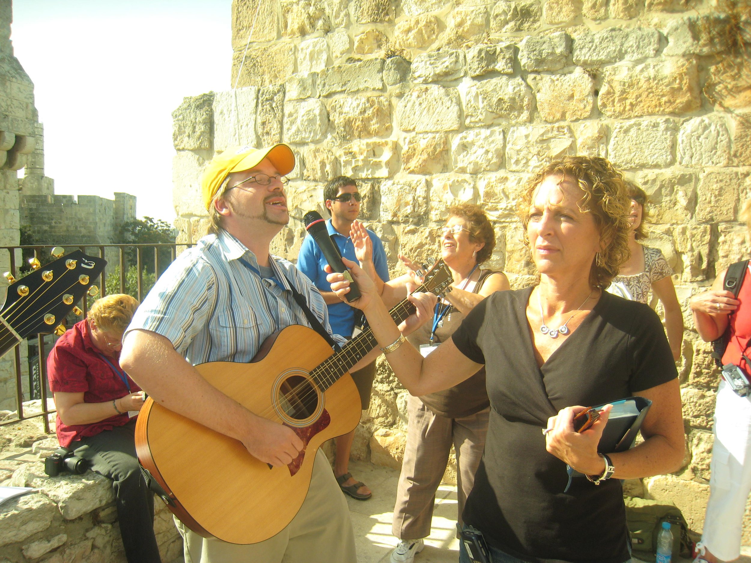 Leading worship on the Ramparts in Jerusalem