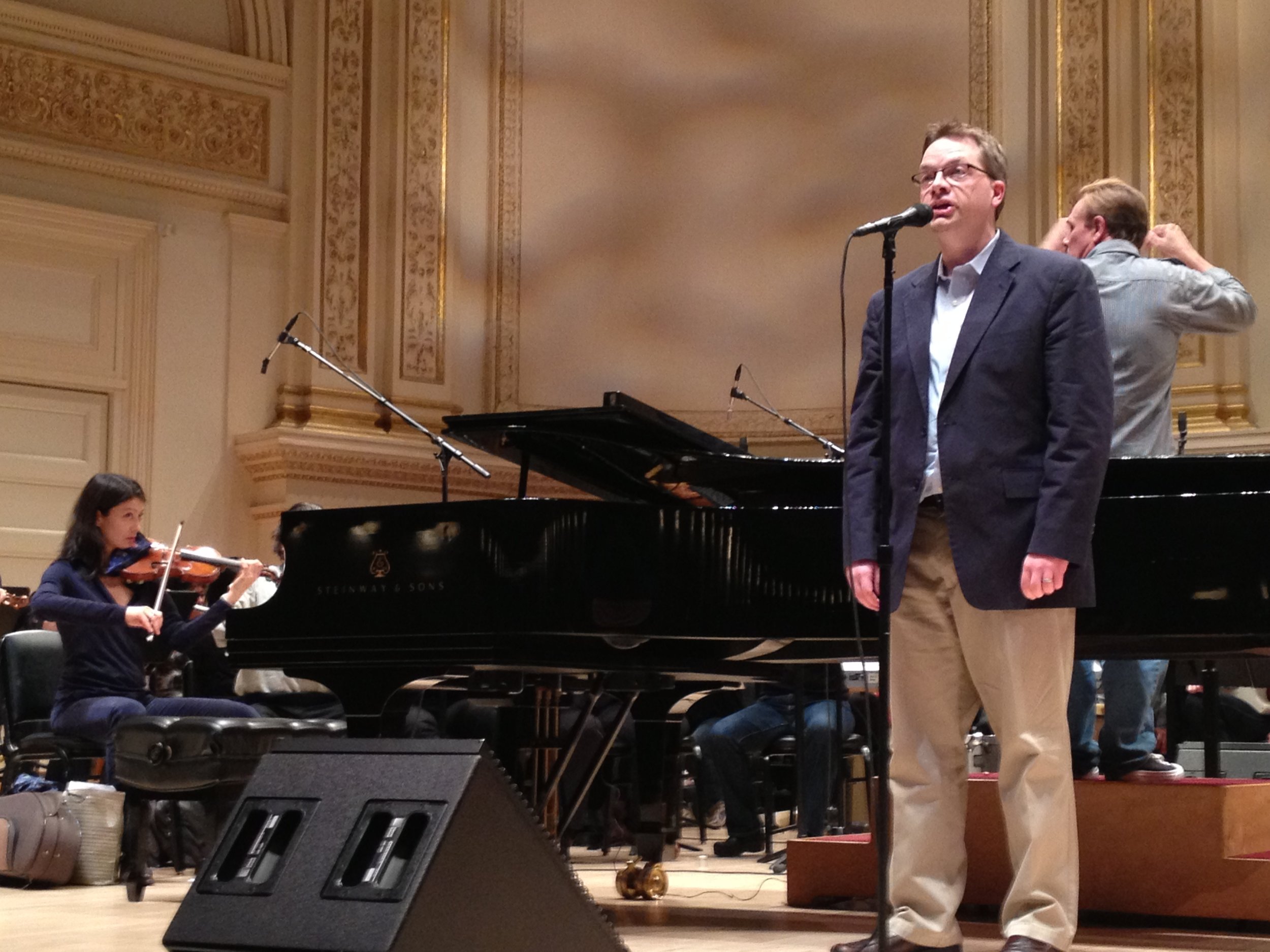 Singing with the orchestra at Carnegie Hall (for rehearsal)